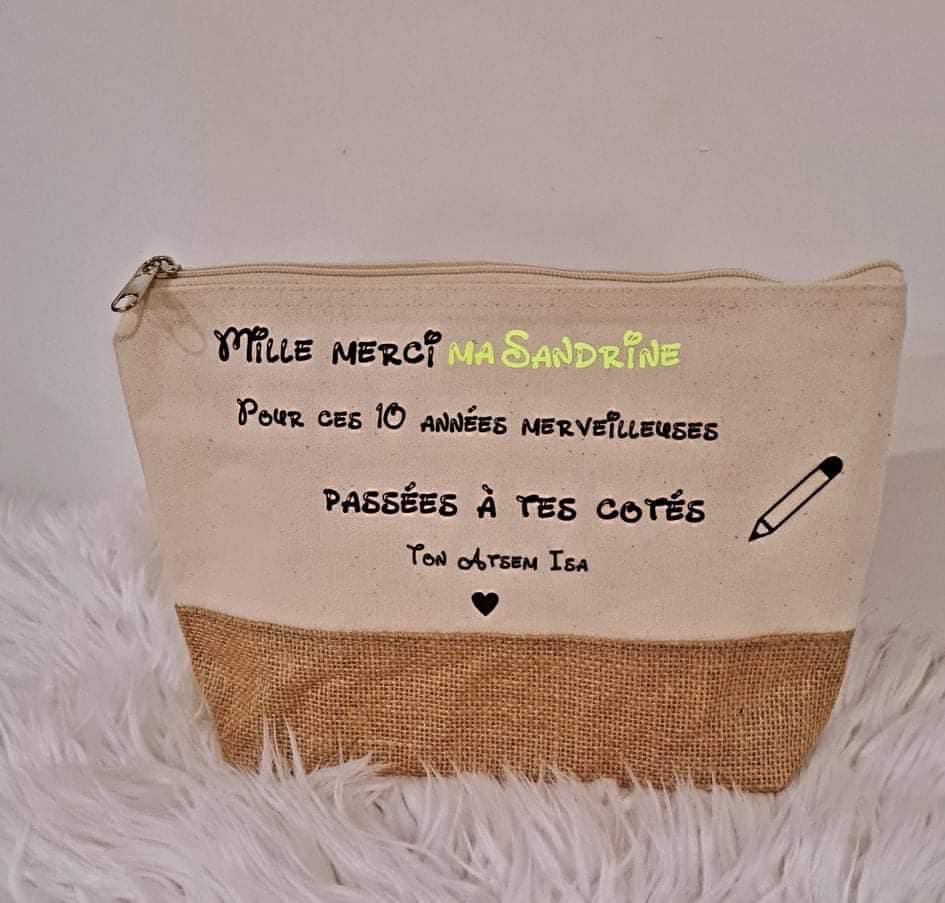 Pochette toile de jute personnalisable hotsell